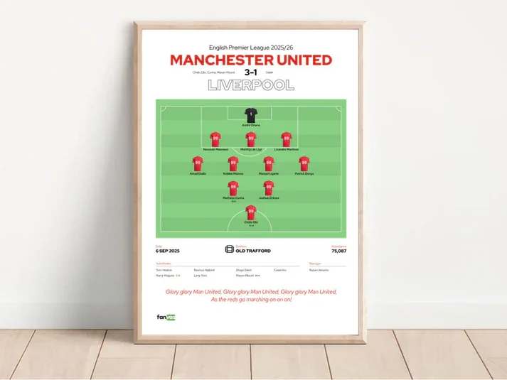 Manchester United 3 Liverpool 1 — Match Print